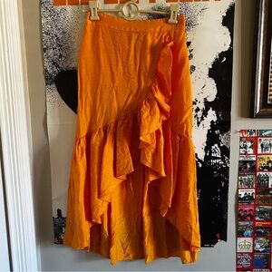 Vibrant Orange Ruffled Women's Skirt